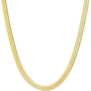 14K Gold Plated Herringbone Chain Necklaces, Gold Snake Chain Choker Necklaces